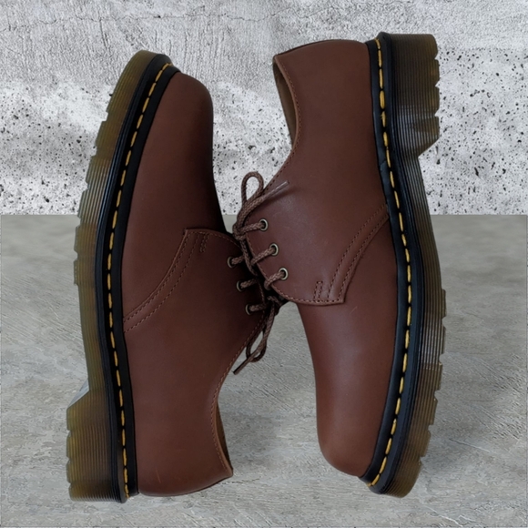 Dr.Martens Men's 1461 , 3 Eye Lace Up Leather Oxford Brown Size 7 - Picture 3 of 13